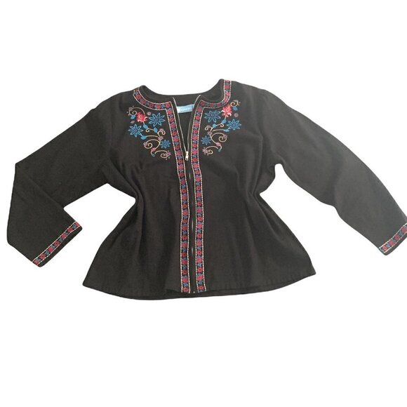 KORET Full Zip Cotton Embroidered Jacket/Top Womens Plus Sz 18 Black #217A - Picture 6 of 8